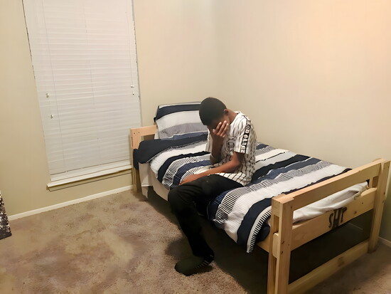 Joyful emotion in a new Sleep in Heavenly Peace bed.