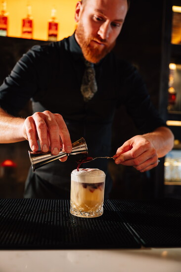 Shaun Parish crafts one of the many specialty offerings at Twin Staves.