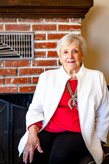 Margaret inside her childhood home.