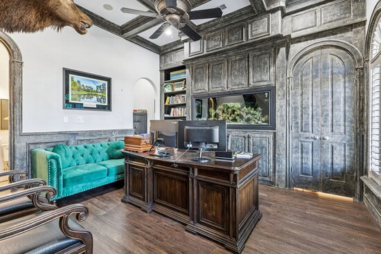 A private study offers a quiet retreat for productivity.