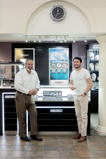 Peter and Andrew Nasr show off their men's watch collection. 