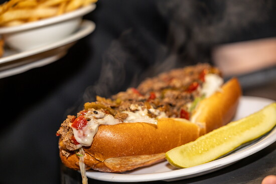 Cheesesteak at Box Hill Pizzeria & Crab cakes. Photo Credit: Kerry Paradis Photography