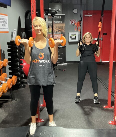 Dawn Ranieri and Owner Jen Luft showcasing the strength training FX Zone