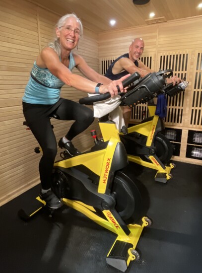 Long time member, Dora Dimichele, and Rich Shane, during a 15 minute Hot Cycle session