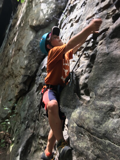 Milo Condran rock climbing on the Gorge