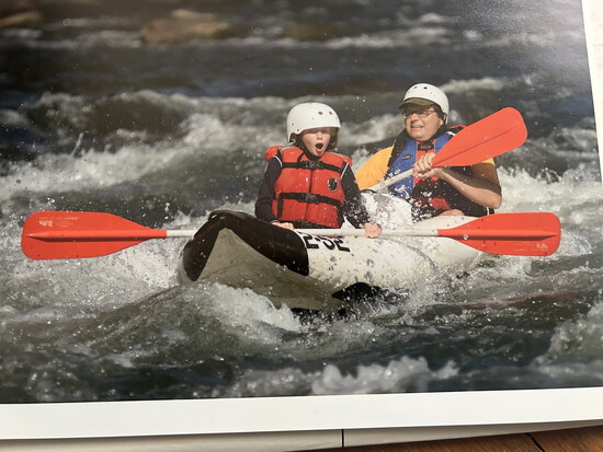 Ed Condran racing down a rapid with daughter, Jillian Condran