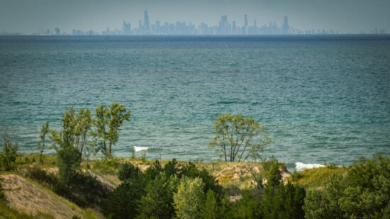 Chicago Skyline viewed from Indiana Dunes, over 30 miles away.