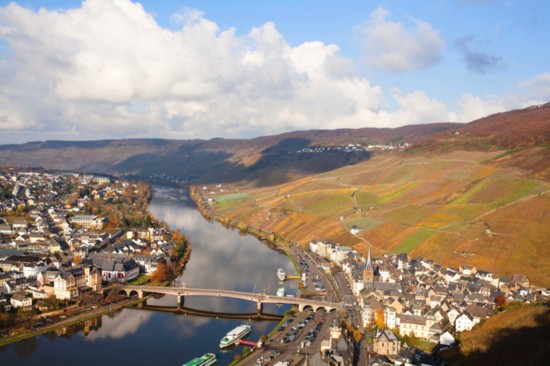 View of the Mosel overlooking the village of Bernkastel, home of Dr. Loosen.