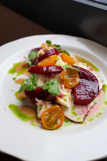 Mozz + Beets served at Essential