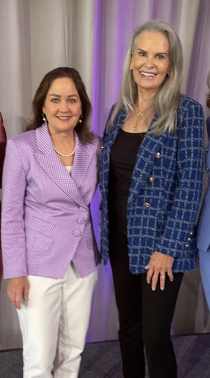 Denise Brown (R) Pictured with Linda Oberhaus, CEO of The Shelter for Abused Women & Children, at This Year's Record-Breaking Mending Hearts Luncheon Fundraiser