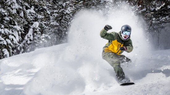 Snowboarding on Baldy in Sun Valley