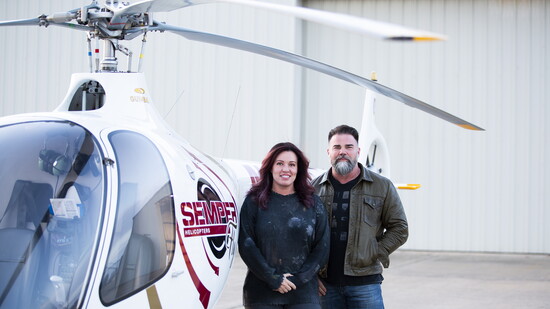 Brandi Rector, founder/owner/CEO, Semper Fly Helicopter Academy, U.S. Marine veteran, and Michael Sanford, business development officer, U.S. Marine veteran