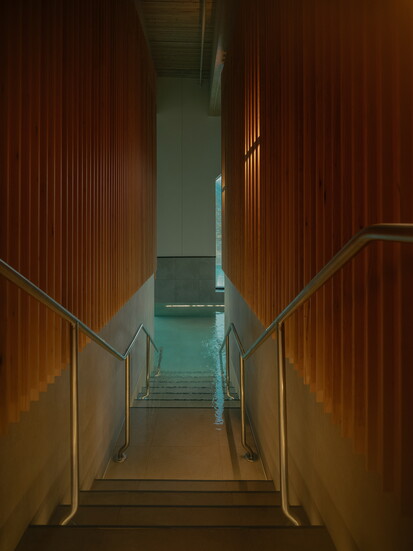  BASIN Glacial Waters vitality pool steps at Fairmont Chateau Lake Louise