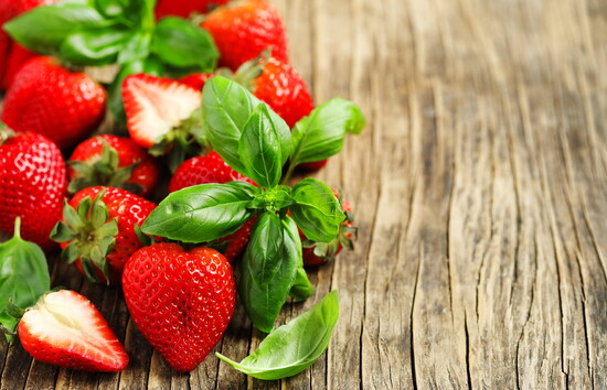 Strawberries and basil. 