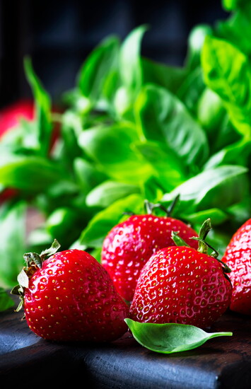 Strawberries and basil. 
