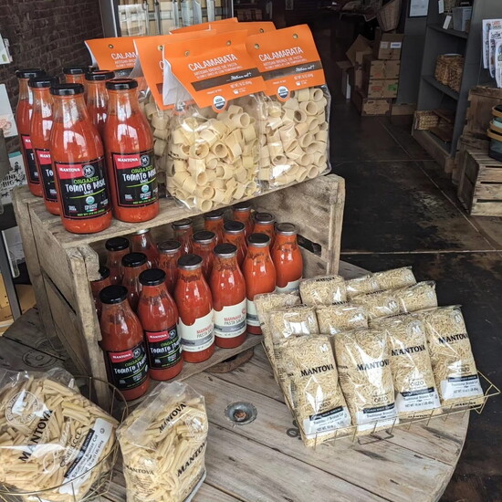 Pasta and marinara at Mavens & Makers