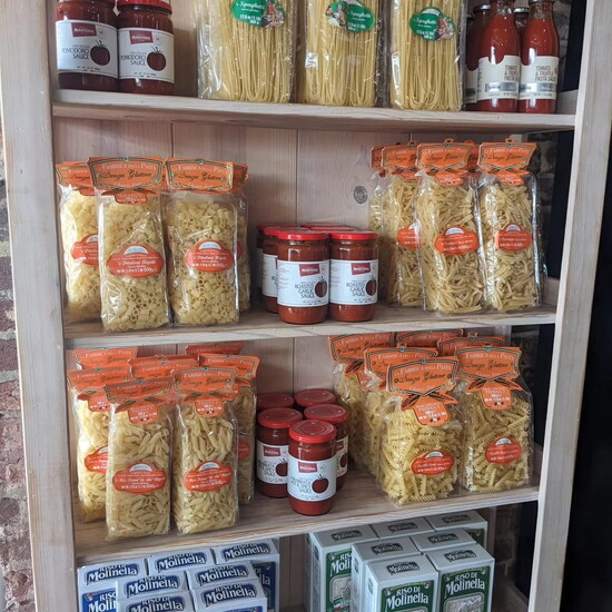 Pasta and marinara at Mavens & Makers