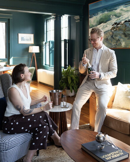 Pictured, left to right: Paul Brahms, "Last Wave"; Joyce Ellen Weinstein "The Mail Run Ferry" (Photo: Meredith Brockington)