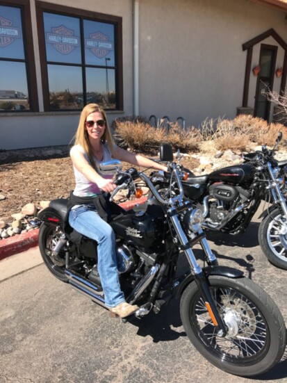 Christina picking out her Harley!