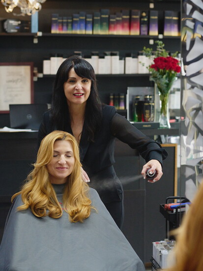 Jenny Andre with a client. 