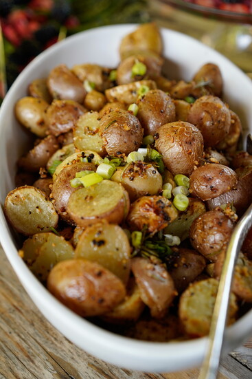Roasted Rainbow Potatoes with Steak Rub & Rosemary 