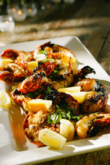 Butter-Poached Grilled Lobster Tails 