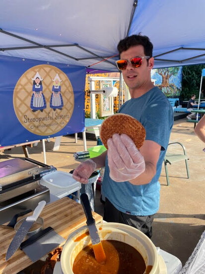 Judith's son, Felix, making stroopwafels. Photo courtesy of Stroopwafel Sisters.