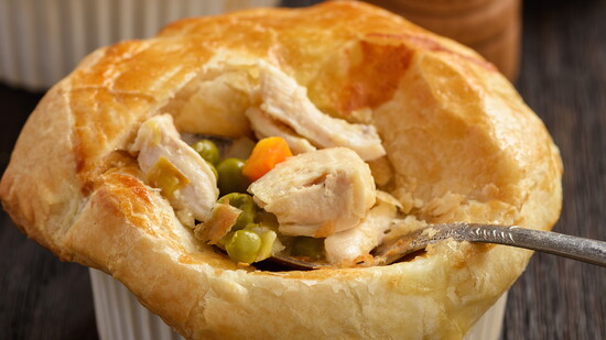 Mushroom sage-infused chicken pot pie.