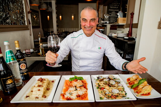 Vittorio Lanni presenting four of his dishes