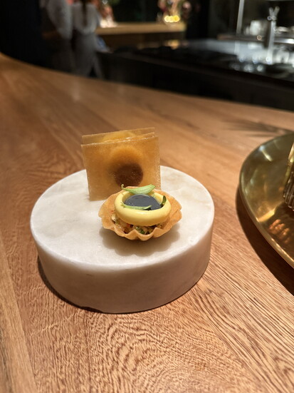 Corn Two Ways Amuse Bouche, Infini Chef's Table