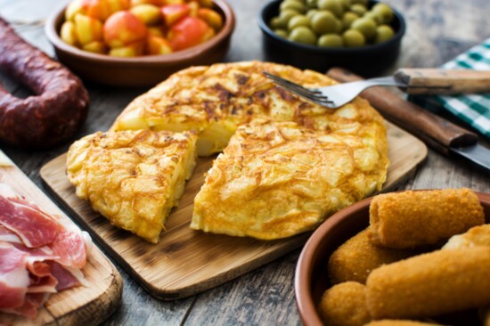 Spanish Tortilla, Croquetas, Jamon & Green Olives