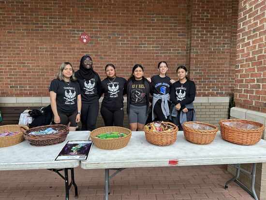 The JR ROTC helps with registration.