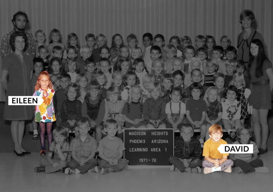 Spitalny and Kravetz in their kindergarden class photo. Photo courtesy of Fairytale Brownies