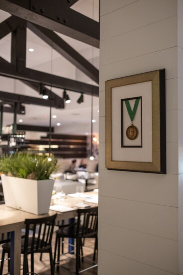 The James Beard Award hangs in the restaurant as a testament to the chef-driven excellence the Lakehouse is known for.