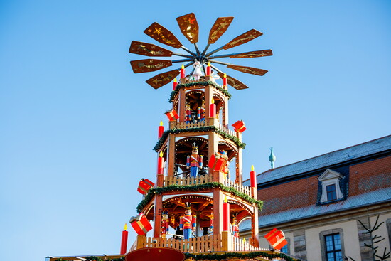 A traditional German pyramid with candles