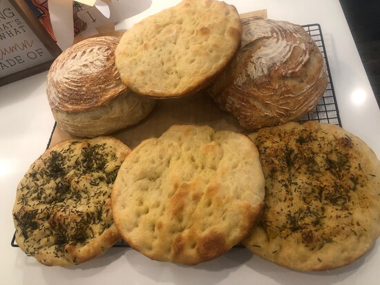 Ciabatta and focaccia for next-day sandwiches.