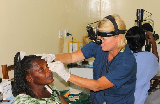 Dr. Ann examines a patient.