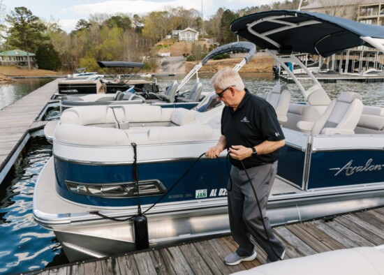 Jeff Tolbert Sr. with a beautiful boat at Trident Marina on Smith Lake