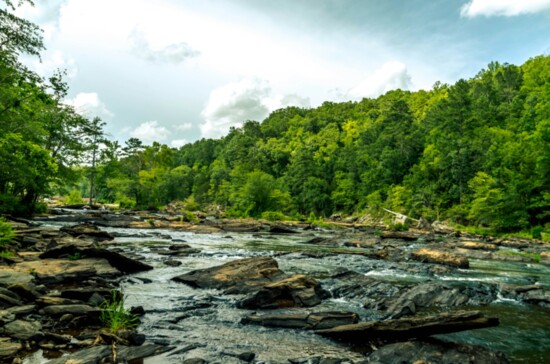 Scenic view of rocky river in Sweetwater Creek State Park.