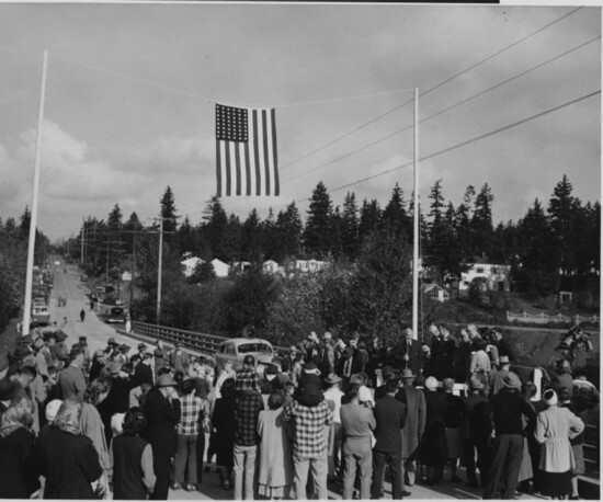 Earlier Meydenbauer Bay Bridge dedication, Feb. 11, 1950. (1994.32.07)