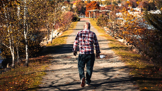 Justin Pike walks a local trail in Portsmouth