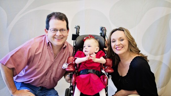 Mother, Founder and President Melissa Keller, and husband Travis Keller with their daughter and inspiration, Abbey, of the Abigail E. Keller Foundation