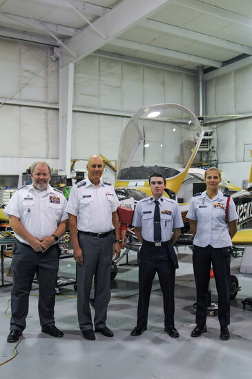 (l to r): Major Mike Wissig, Major Bruce McLellan, Cadet Senior Master Sergeant Mavric Price and Cadet Captain Taylor Goodrich. Photo credit: Sierra Confer 