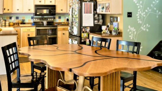 Wood leaf table in the Hanson home