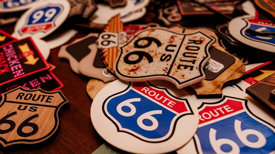 Route 66 magnets are among Route 66-themed merch available for sale at The Chicken Shack. (Photo by Mel Drake)