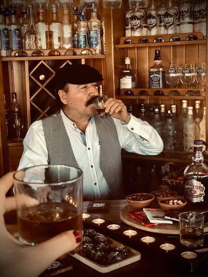 The Master Distiller enjoying the fruits of his labor.