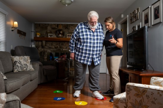 Peter Knight works with Katrina on balance.