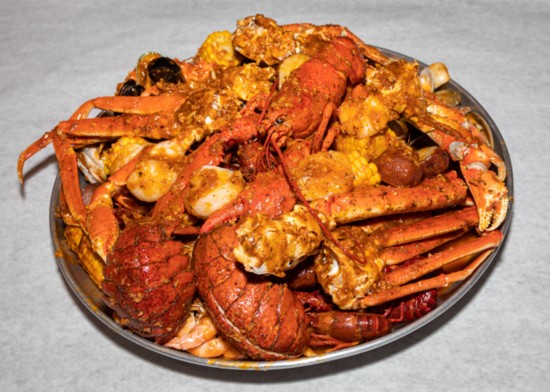 The Storming Crab offers a variety of boiled combo platters sure to please every seafood taste.