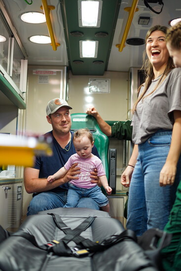 Nicholas, Raelynn, and Dominique Quintal during their LifeFlight of Maine reunion