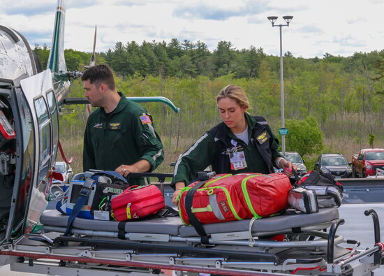 Flight nurse and clinical base manger Brandon Mayo (left) and flight nurse Caitlin Sidley